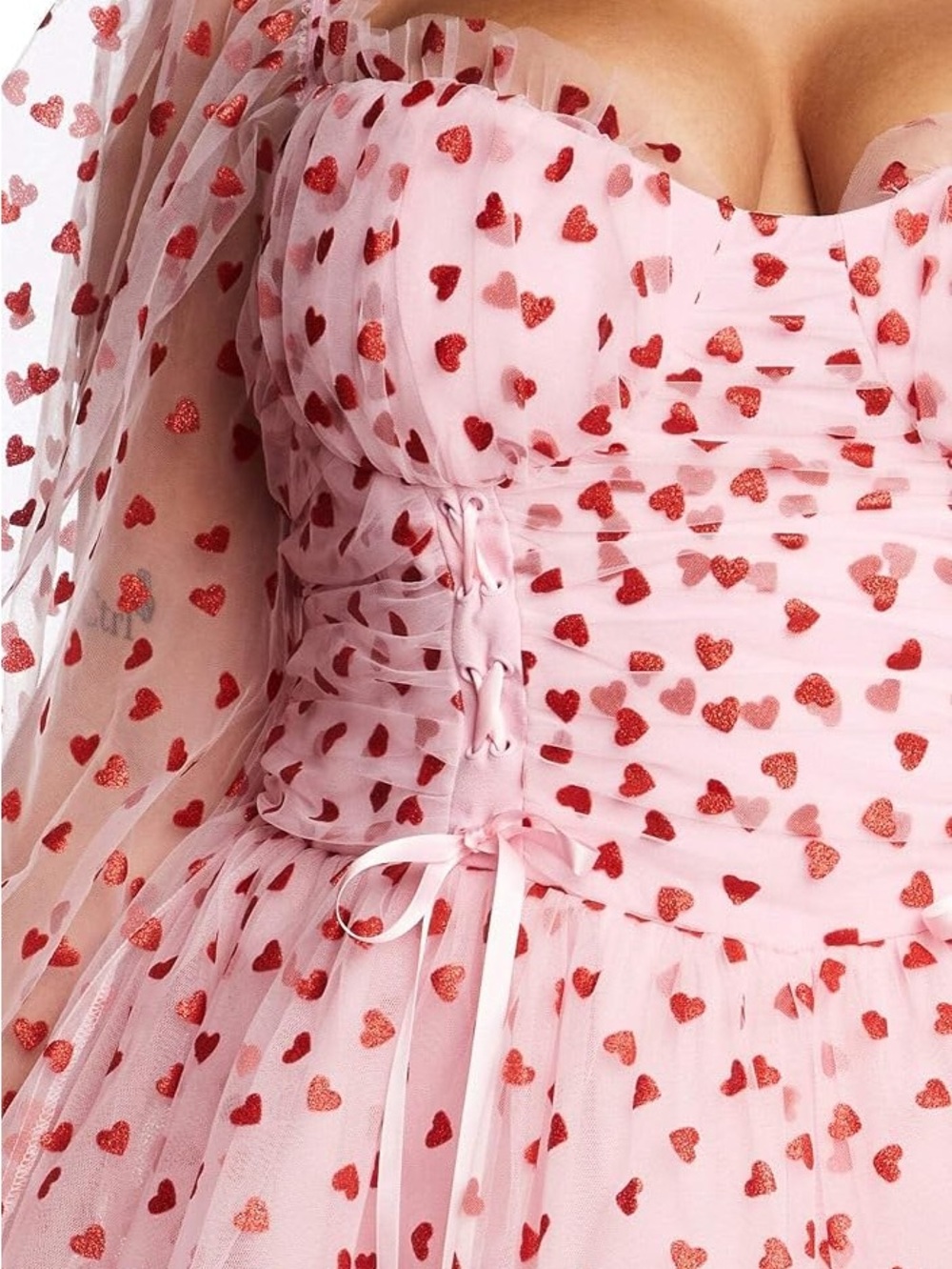 NWT Sugar Thrillz Plus Heavenly Affair Babydoll Dress Pink Heart Tulle 1X #044